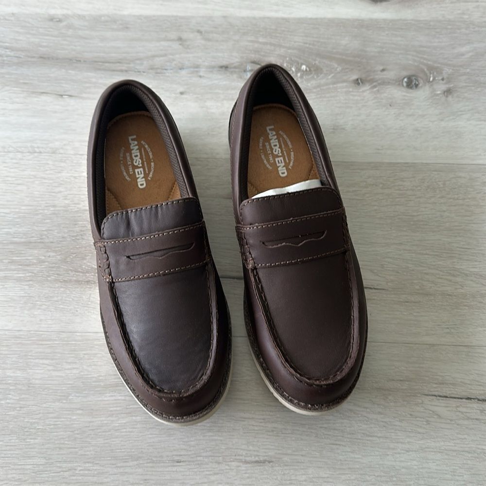 Lands End Comfort Casual Penny Loafer True Brown Leather 10 NWT IN BOX